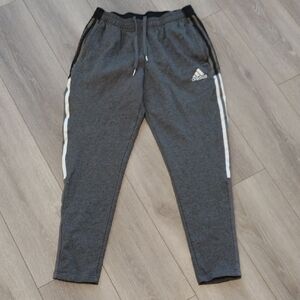 Adidas Gray and White Sweatpants Tapered Fit